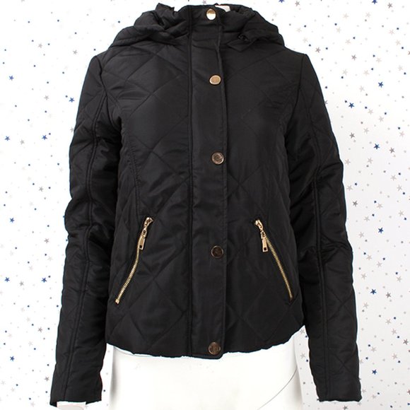 Removable Hood Quilted Padding Jacket Black - Picture 2 of 9